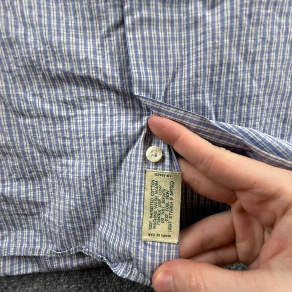 Gitman Bros USA XL Cotton Check Blue American Button Up Long Sleeve Shirt Men - Picture 9 of 16